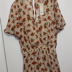 Floral Print Dress with Orange Flowers